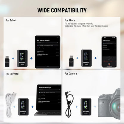 Neewer 21000071 CM28 Wireless Lavalier Mic 4GB Storage