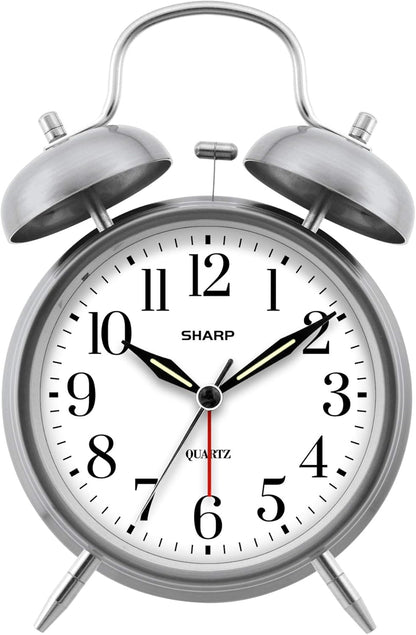 Sharp Twin Bell Alarm Clock - Loud for Heavy Sleepers