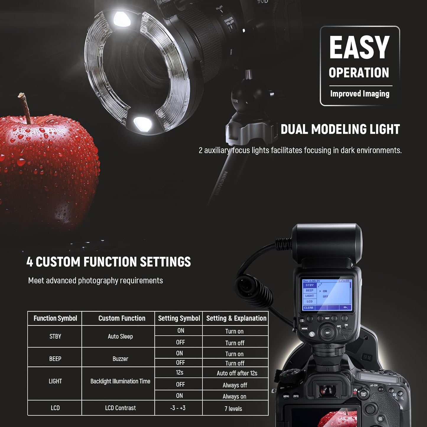 Neewer RF1-C Macro Ring Flash for Canon E-TTL