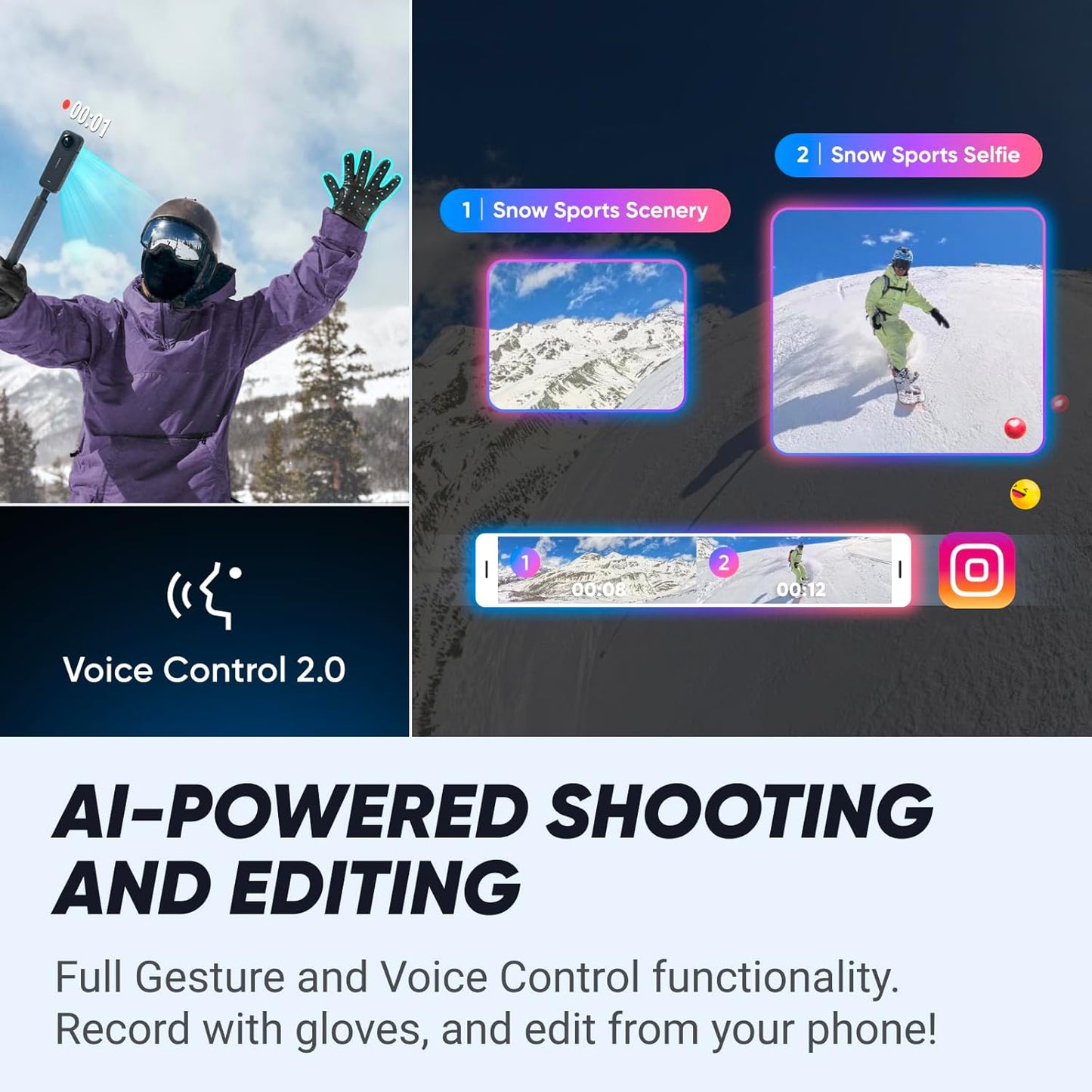 Insta360 X4 Snowboard Bundle 8K 360 Action Camera