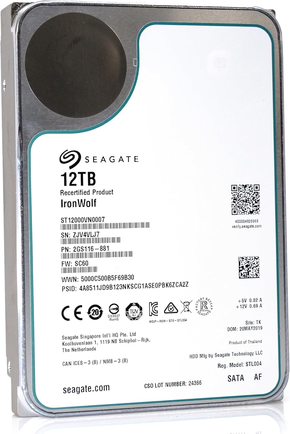 Seagate ST12000VN0007-cr IronWolf 12TB NAS SATA HDD (Renewed)