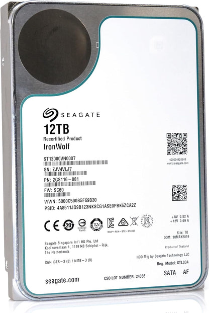 Seagate ST12000VN0007-cr IronWolf 12TB NAS SATA HDD (Renewed)