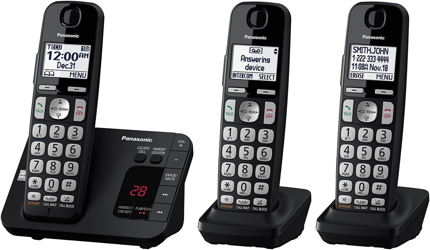 Panasonic KX-TGE433B - DECT 6.0 Cordless Phone - 3 Handsets