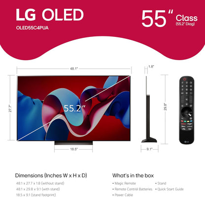 LG CRT2LGOLED55C4PUA OLED evo C4 55-Inch 4K Smart TV Renewed