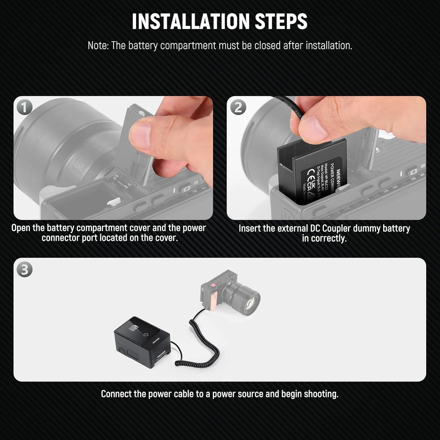 Neewer 10104300 D-Tap to DMW-BLC12 Dummy Battery