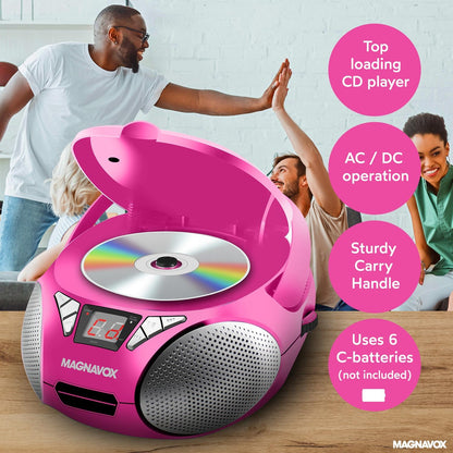 Magnavox MD6924-PK Portable CD Boombox AM/FM Radio (Pink)