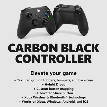 Microsoft QAT-00001 Xbox Core Carbon Black Wireless Controller