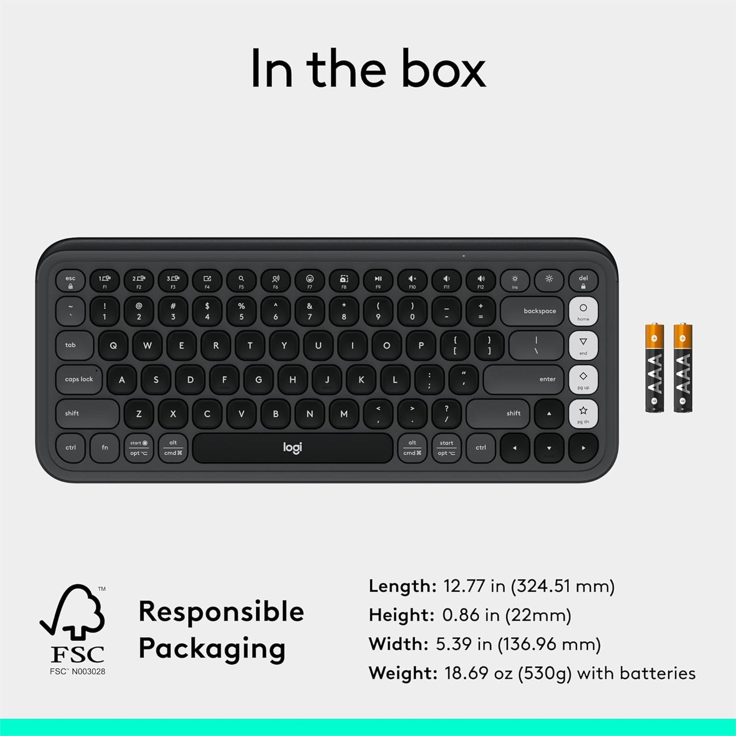 Logitech 920-013051 POP ICON Keys Bluetooth Wireless Keyboard Graphite