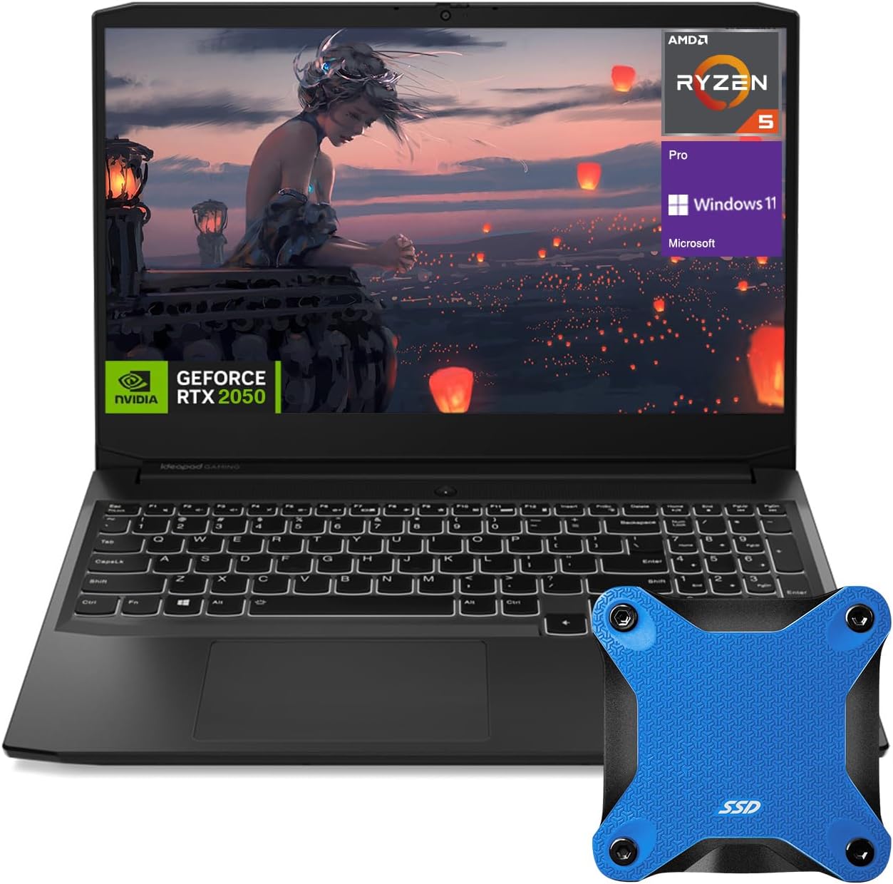 Lenovo 82K2027ARM IdeaPad 3 Ryzen 5 RTX 2050 Gaming Laptop Bundle