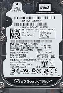 Western Digital WD1600BEKT-75A25 160GB SATA HDD — main product image