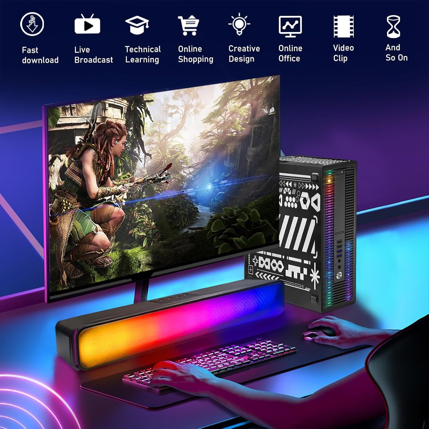 HP Core i5 RGB Gaming PC Desktop GT 1030