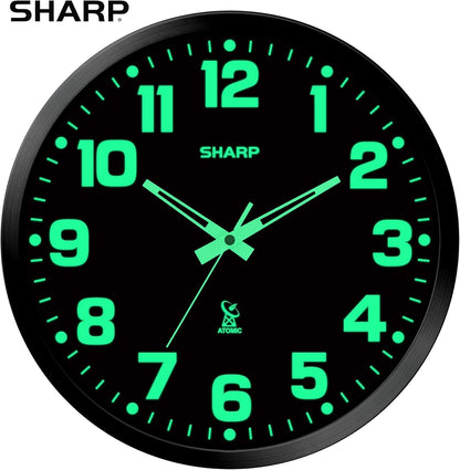 Sharp Atomic Wall Clock, Glow in The Dark, 12 Inch