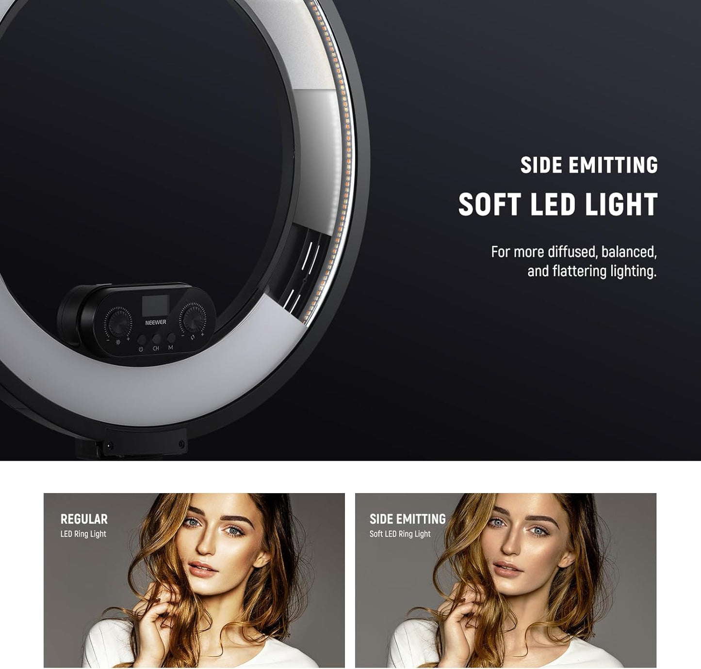 Neewer RL45B 18" Edge Lit Dimmable Ring Light Kit
