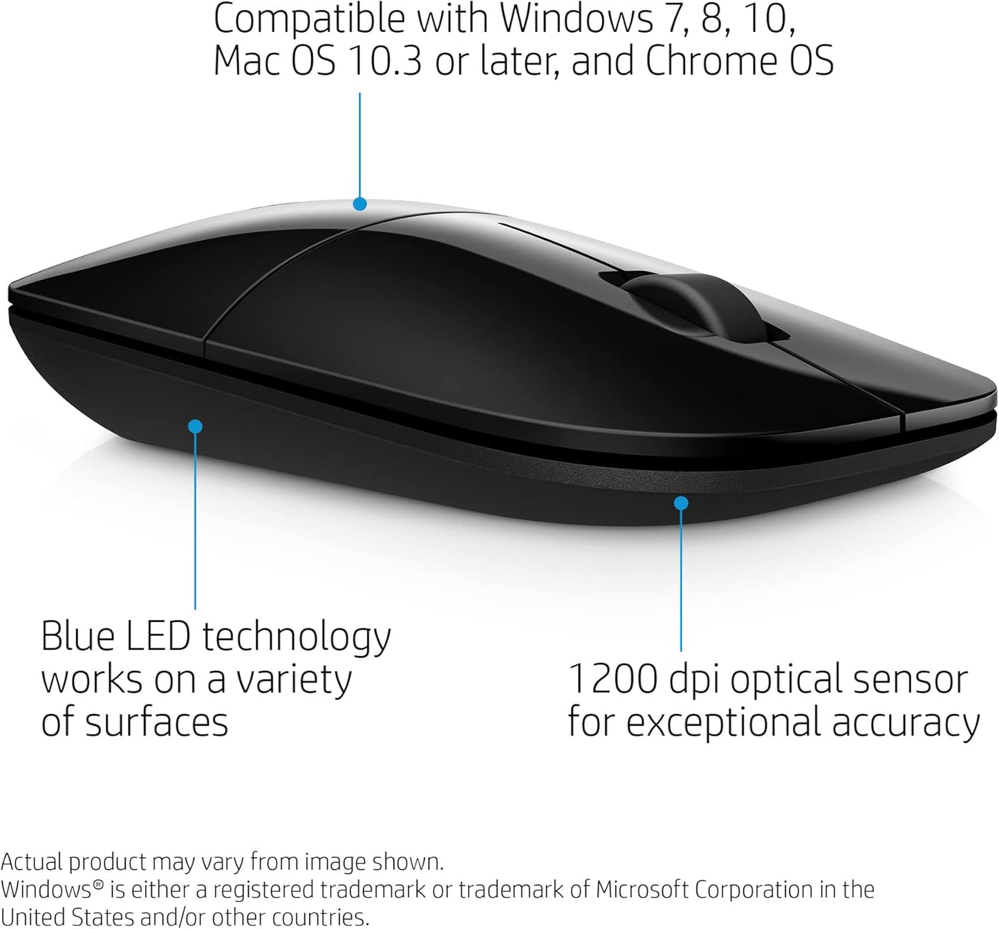 HP Z3700 Wireless Mouse - Black, Ergonomic & Accurate