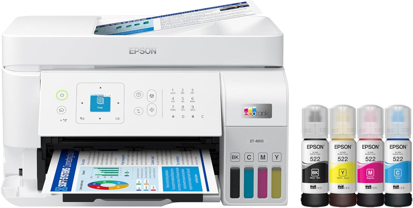 Epson C11CK57201-N EcoTank ET-4810 Printer (Renewed)