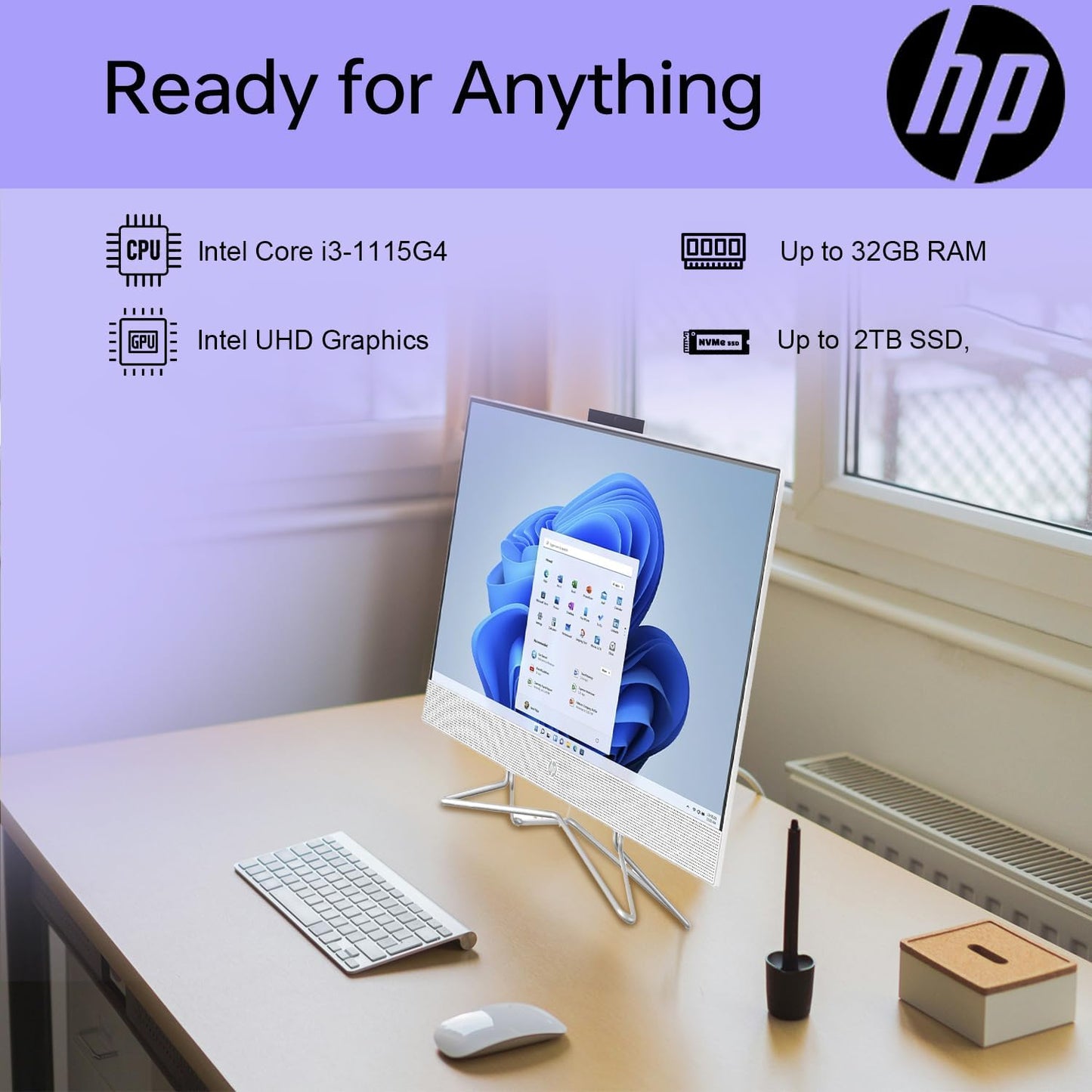 HP TPC-Q068-24 i3 All-in-One Desktop PC with Flash Drive