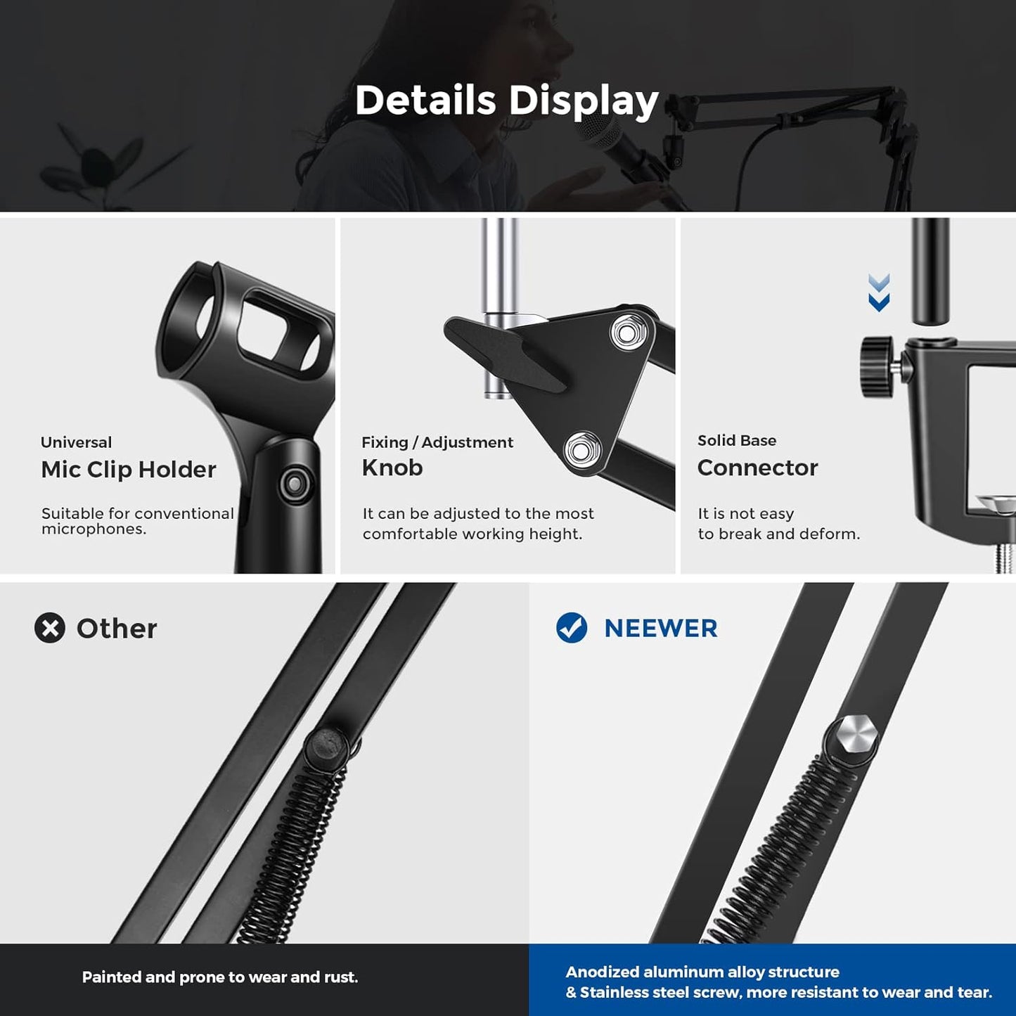 Neewer 40063970 Suspension Boom Scissor Mic Arm Stand
