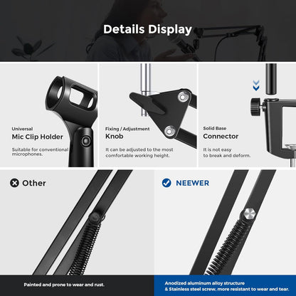 Neewer 40063970 Suspension Boom Scissor Mic Arm Stand