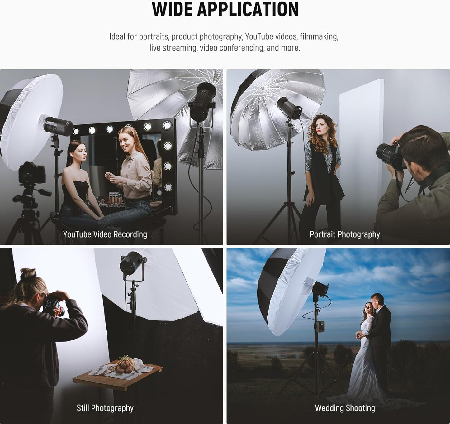 Neewer NS3U 65" Parabolic Photography Umbrella Softbox with Diffuser