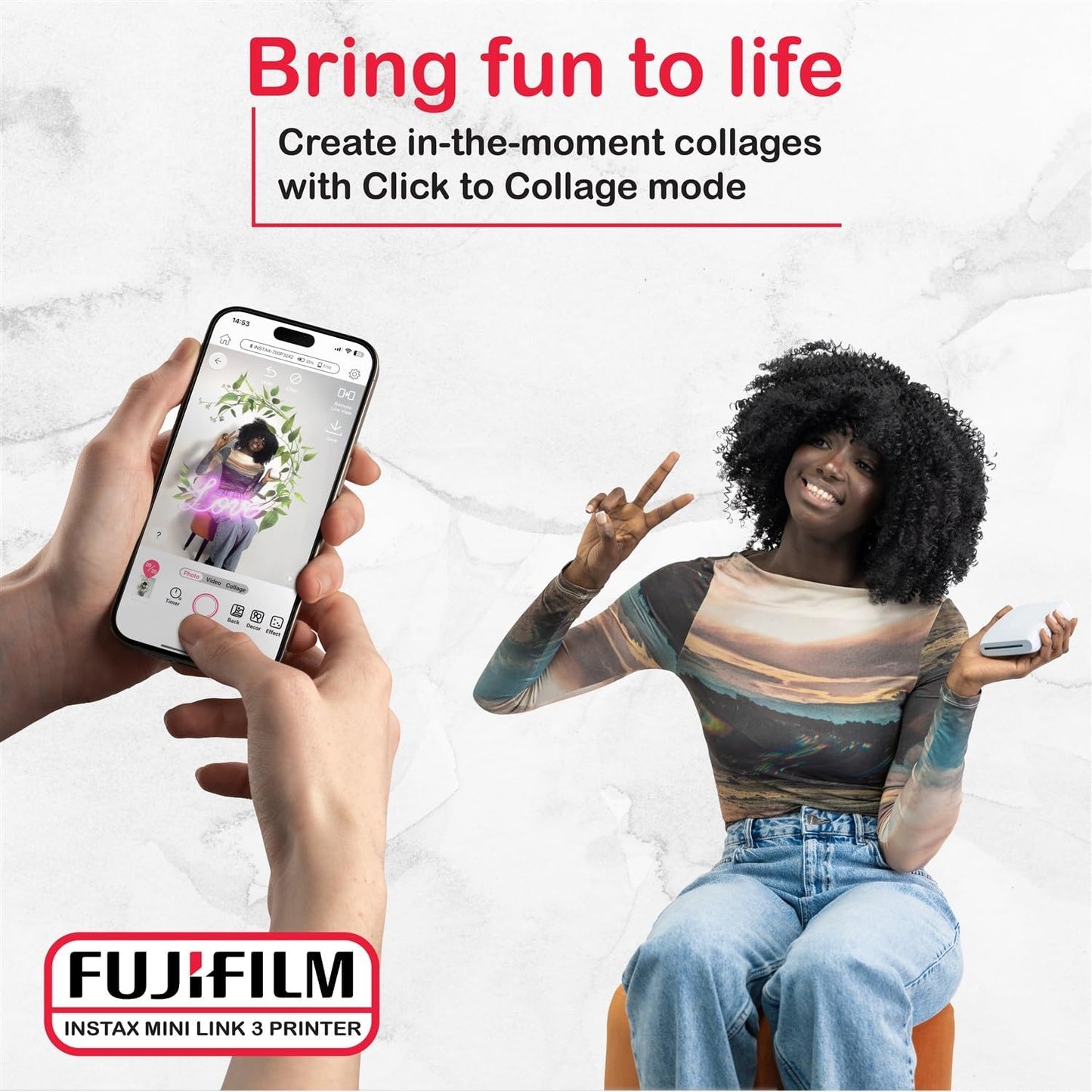 Fujifilm 810146892465 Instax Mini Link 3 Printer Bundle - Film & Case
