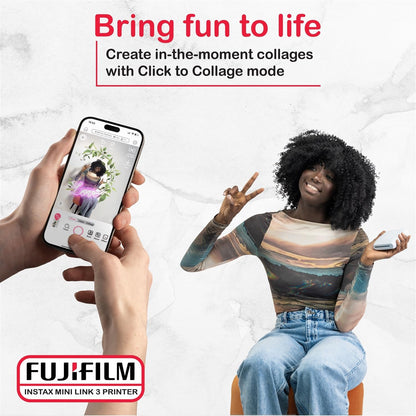 Fujifilm 810146892465 Instax Mini Link 3 Printer Bundle - Film & Case