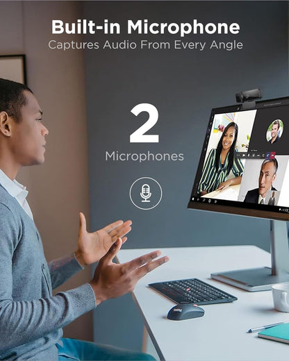Lenovo 4XC1B34802 Essential Full HD 1080P Webcam, Dual Mic