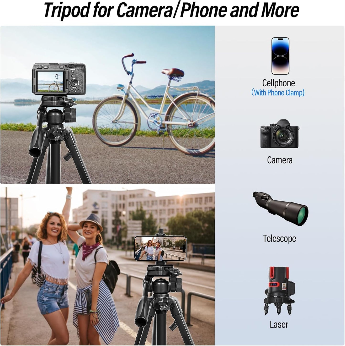 Sirui Phantom-T154 60" Aluminum Camera Tripod Phone Holder
