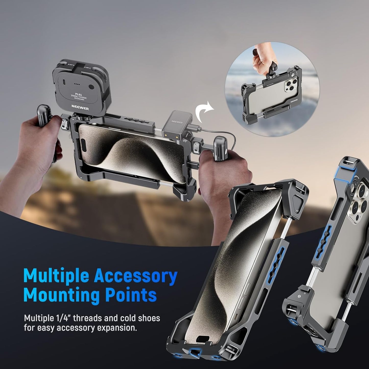 Neewer 10103499 Smartphone Video Rig with 67mm Filter Adapter