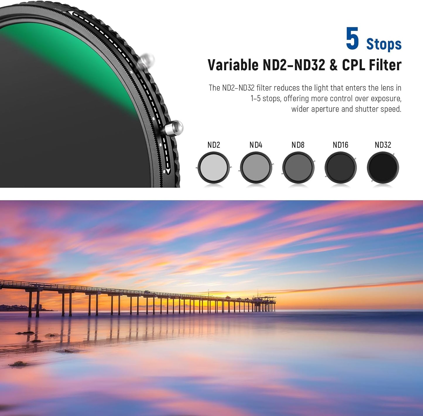 Neewer 10101734 82mm Variable ND & CPL Filter