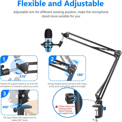 Neewer 40094066 Scissor Arm Microphone Stand - Blue