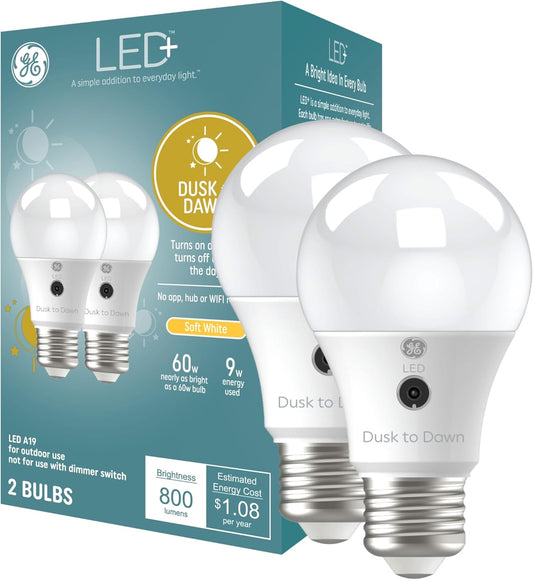 GE 93129128 LED+ Dusk to Dawn A19 2-Pack