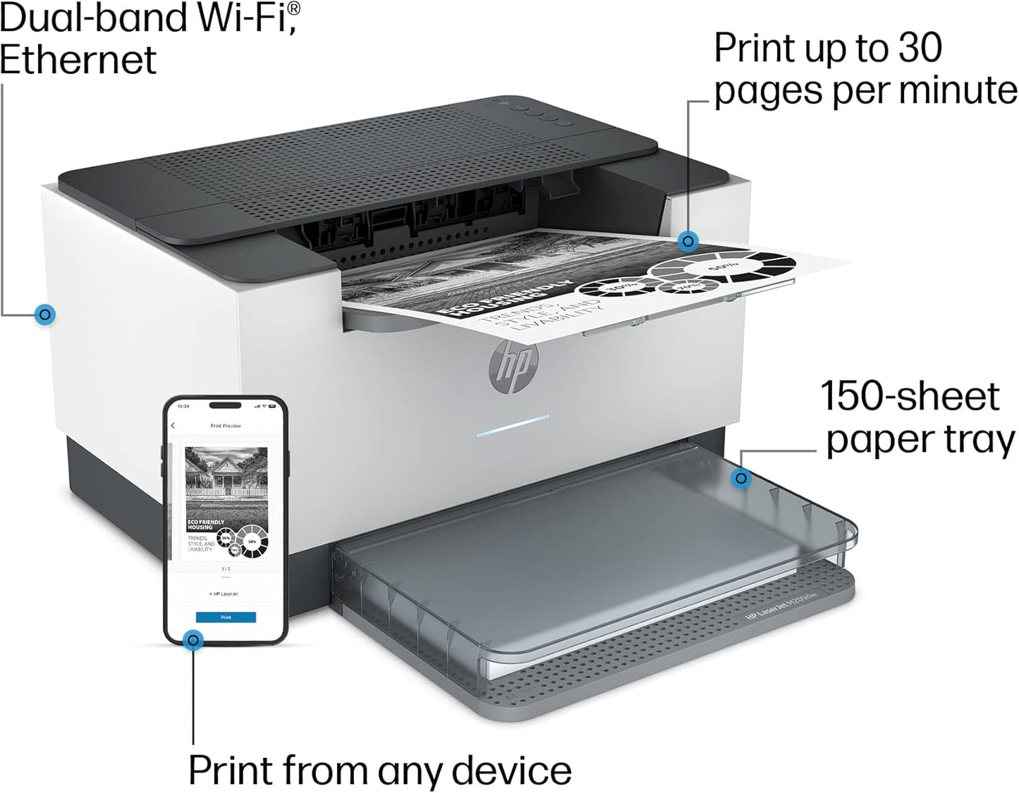 HP M209dw Wireless LaserJet Printer