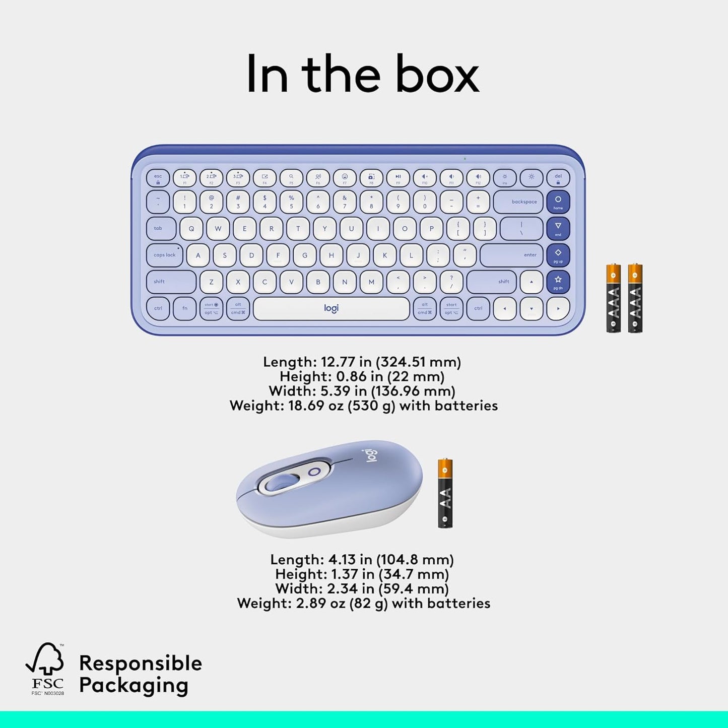 Logitech 920-013043 POP ICON Combo Bluetooth Keyboard & Mouse - Lilac