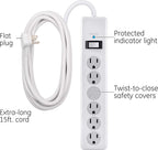 GE DFTQ-R193 6-Outlet Surge Protector 4-Pack - 15ft Cord