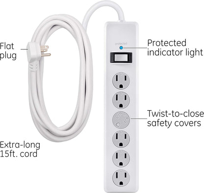 GE DFTQ-R193 6-Outlet Surge Protector 4-Pack - 15ft Cord