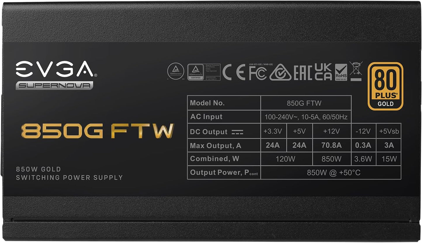 EVGA 535-5G-0850-K1 Supernova 850G FTW ATX3.0 Power Supply