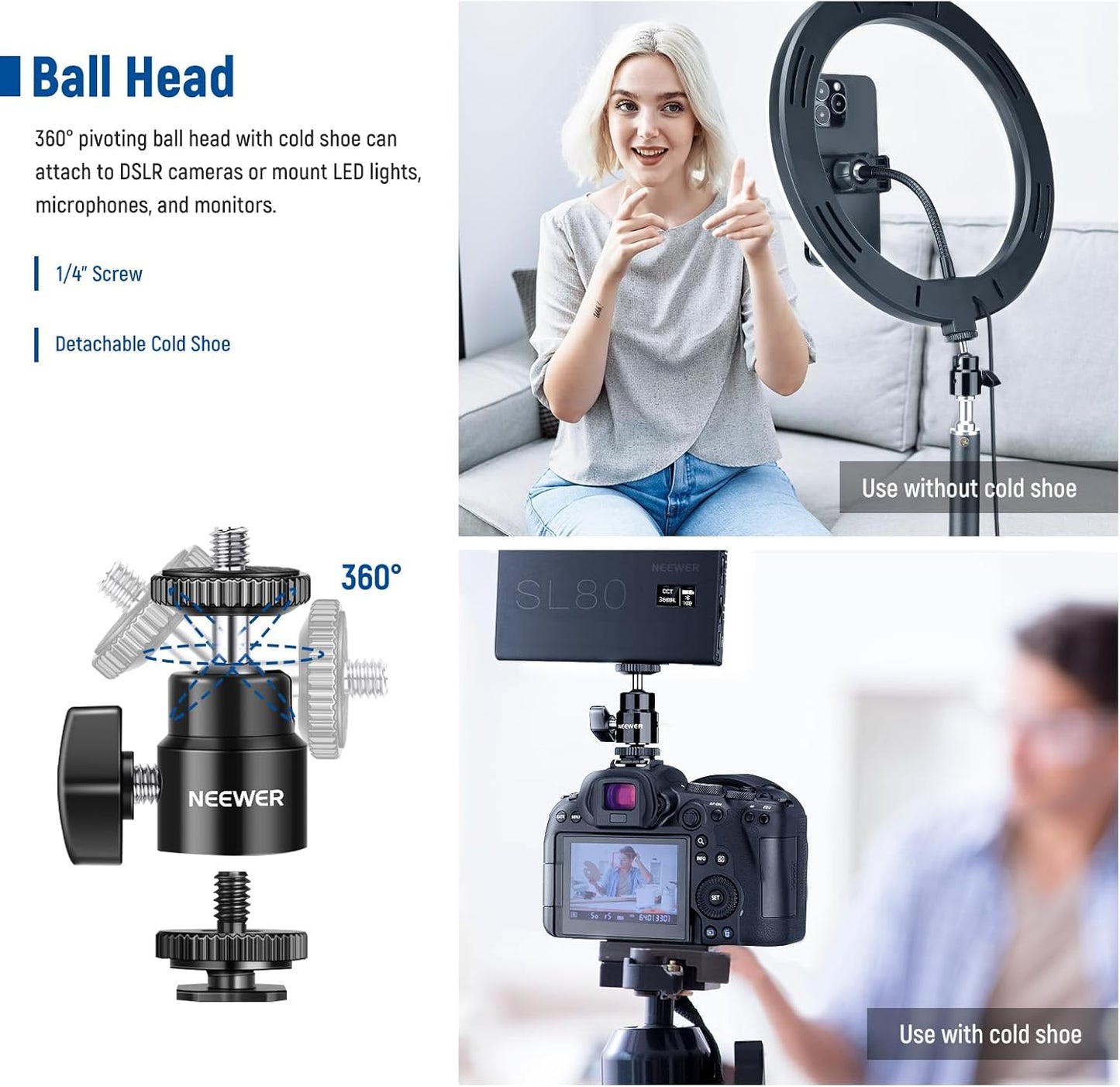 Neewer Camera Desk Mount C-Clamp Adjustable Light Stand