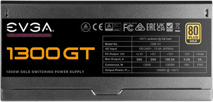 EVGA 220-GT-1300-X1 1300 GT 80 Plus Gold Fully Modular PSU