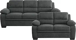Lexicon Jett Living Room Set 2-Piece Dark Gray Sofa Loveseat