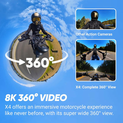 Insta360 X4, 8K 360 Action Camera with Motorcycle Handlebar Mount