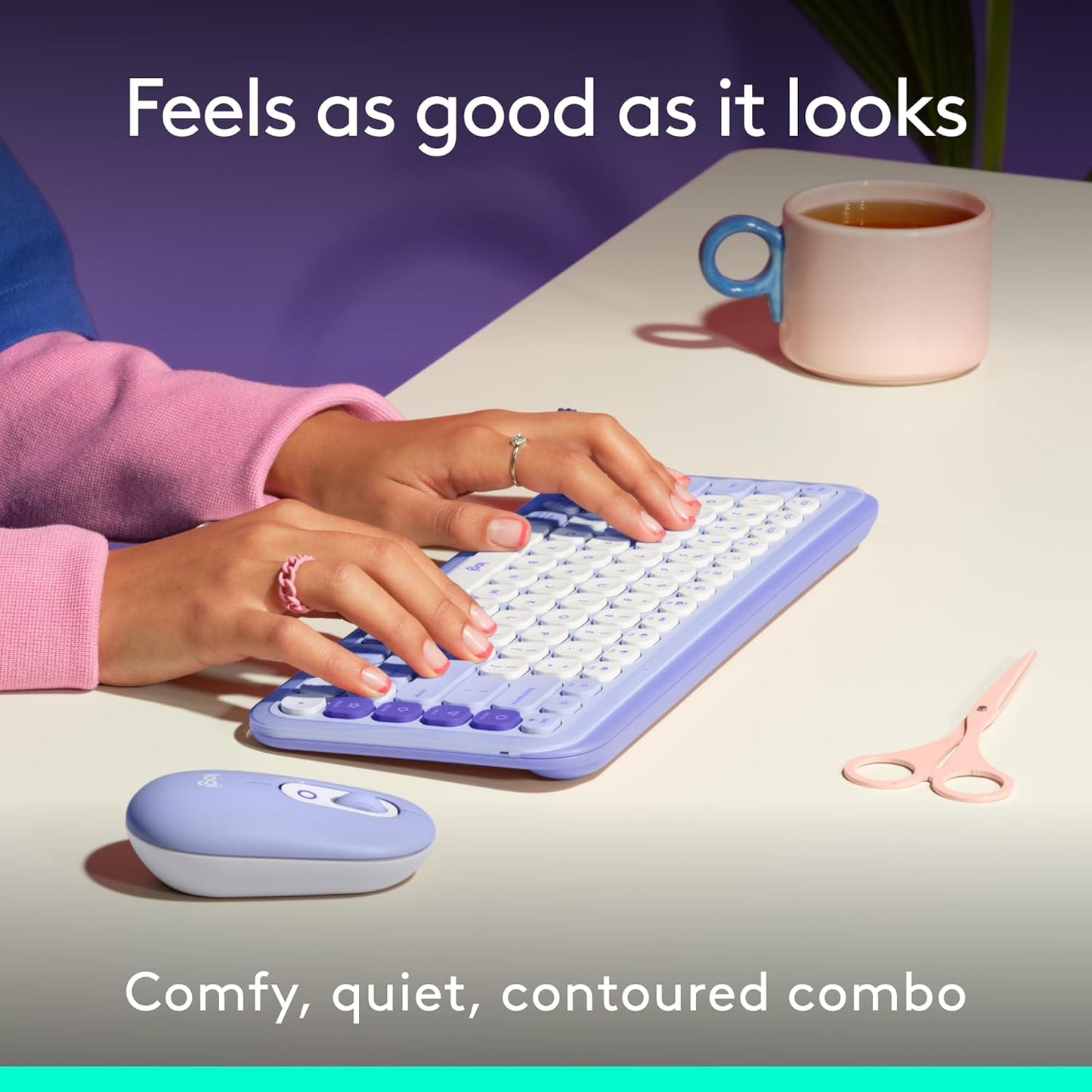 Logitech 920-013043 POP ICON Combo Bluetooth Keyboard & Mouse - Lilac