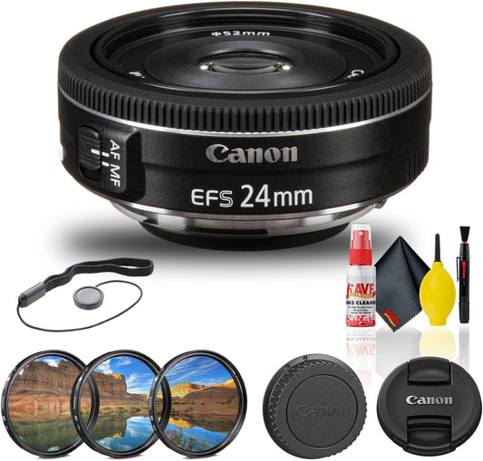 Canon 9522B002 EF-S 24mm f/2.8 STM Lens Bundle (Renewed)