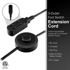 GE 69291 Extension Cord with Footswitch 3 Outlet 9ft