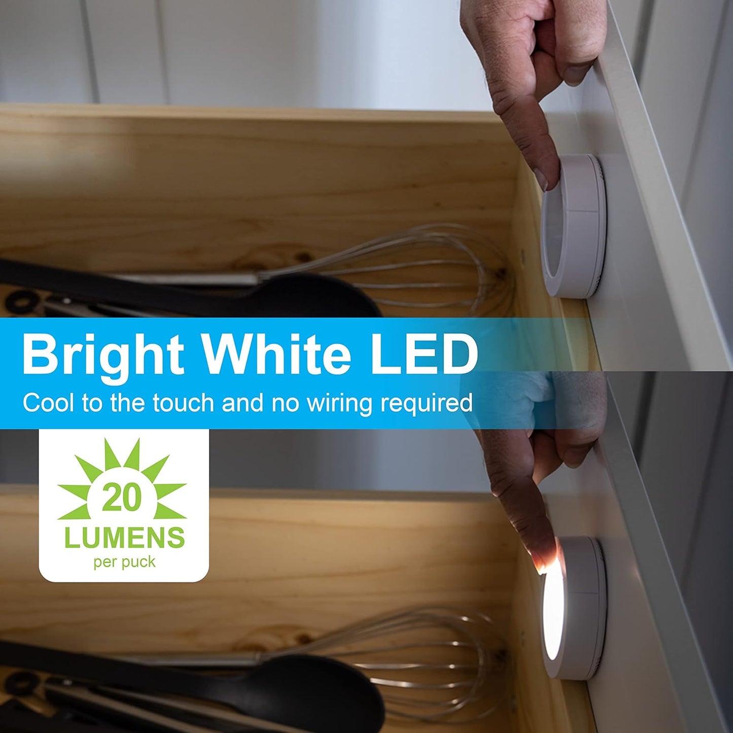 GE 45998 Wireless LED Puck Lights 8-Pack
