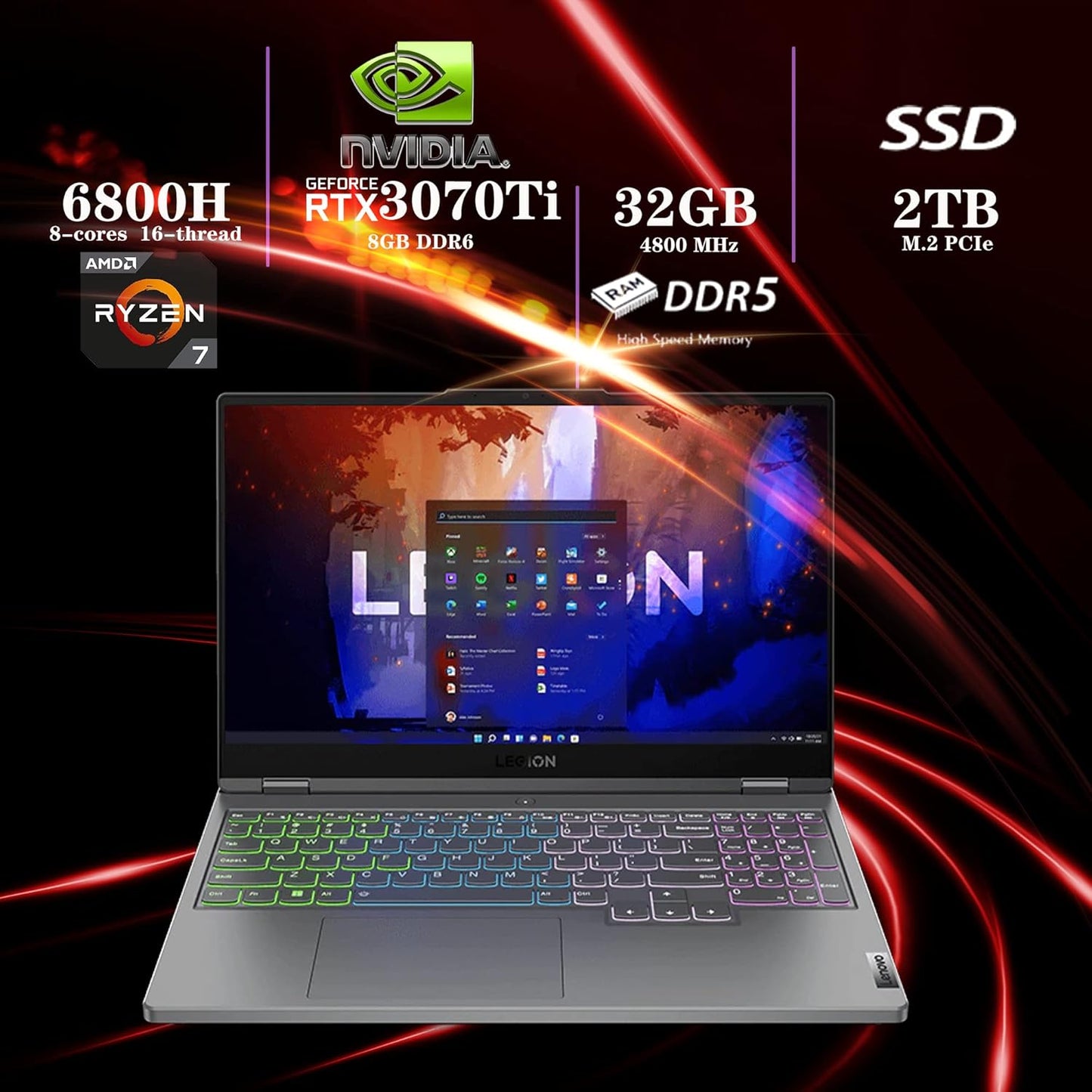 Lenovo Legion 5 15.6" Gaming Laptop RTX 3070 Ti