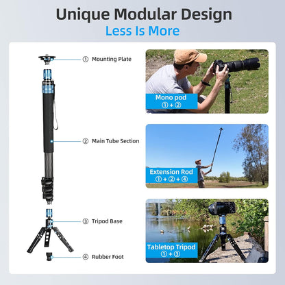 Sirui P-424FL Carbon Fiber Monopod: 75", with Feet