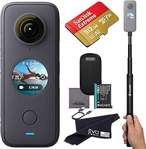 Insta360 ONE X2: 5.7K 360 Camera Bundle w/ Selfie Stick & 128GB Card