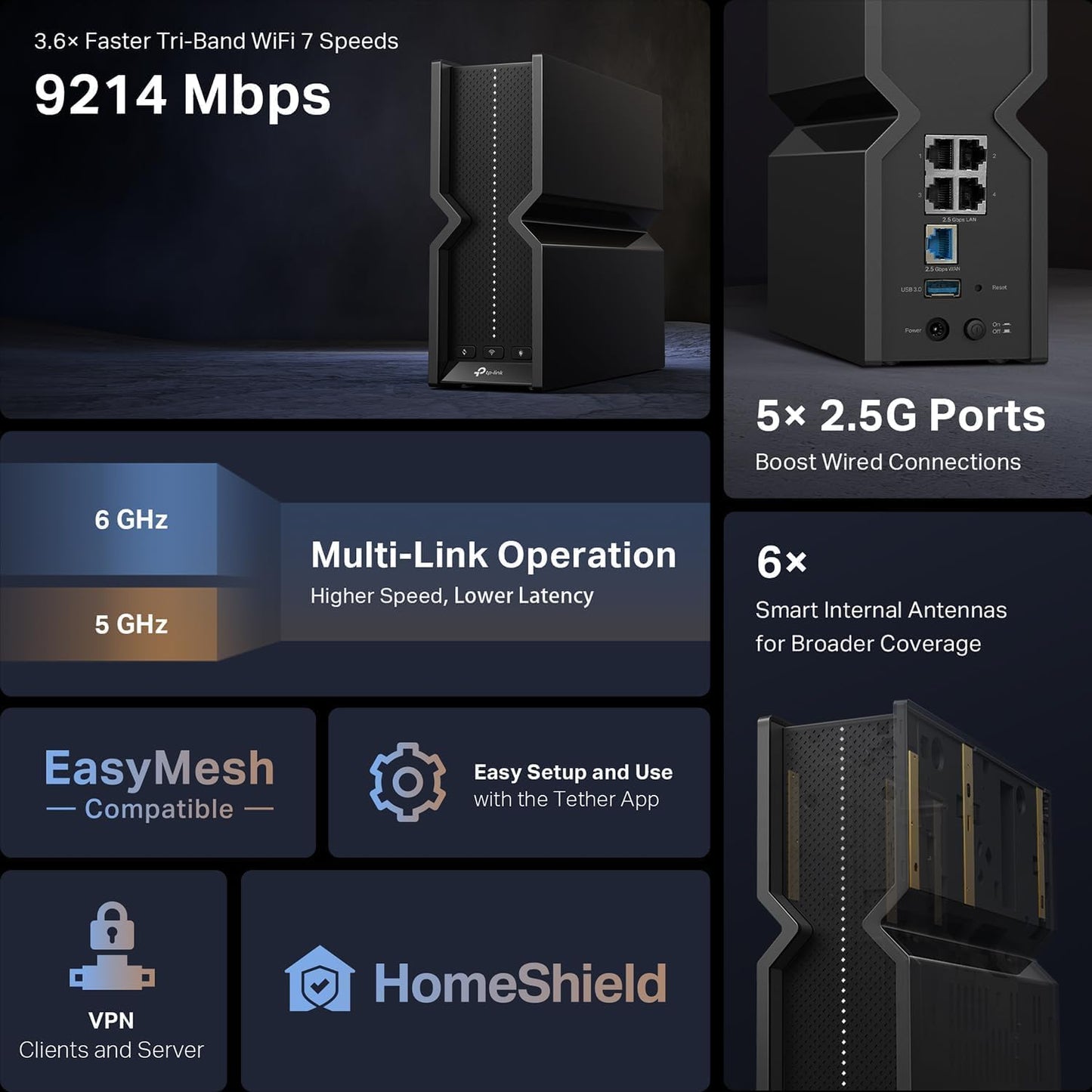 TP-Link Archer BE550 WiFi 7 Tri-Band Router