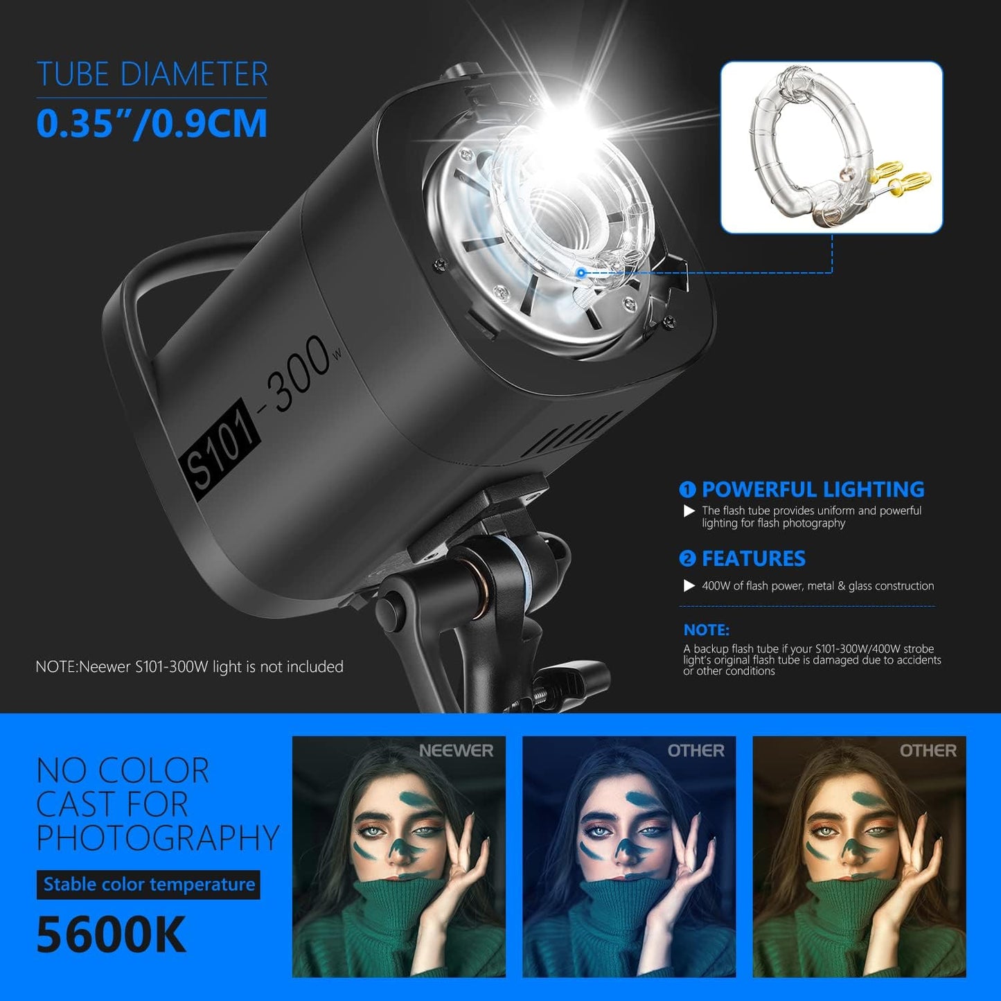 Neewer 10100347 400W Replacement Flash Bulb for S101-300W S101-400W