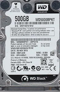 Western Digital WD5000BPKT-22PK4T0 500GB SATA 2.5 Hard Drive — main product image